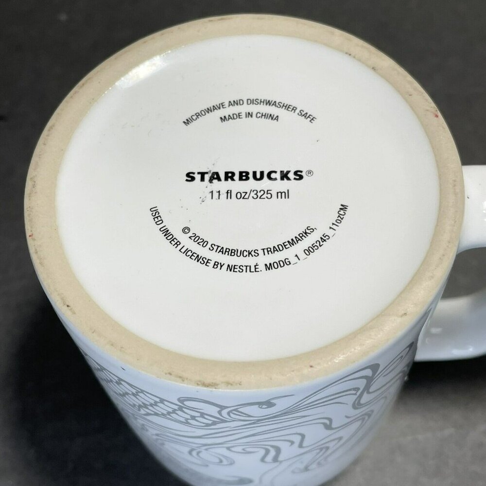 2020 Starbucks Ceramic White Siren Mermaid Print Mug - 11 oz - Picture 5 of 5